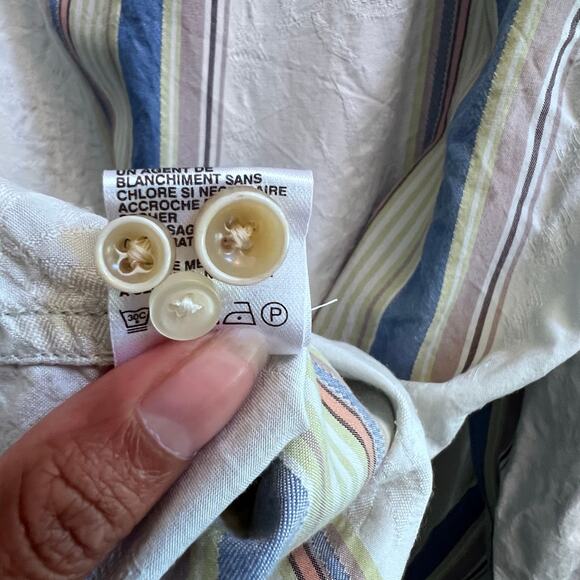 Tommy Bahama Men's Long Sleeve Button Up 100% Silk Shirt Lg Strip Blue Vacation - Picture 5 of 9